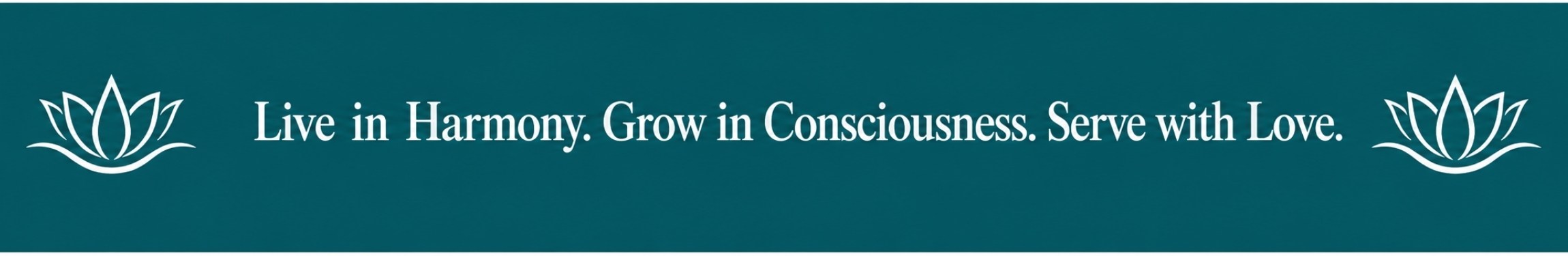 Twillow Lifestyle Community cover image with the words Live in Harmony, Grow in Consciousness, Serve with Love on a teal background.