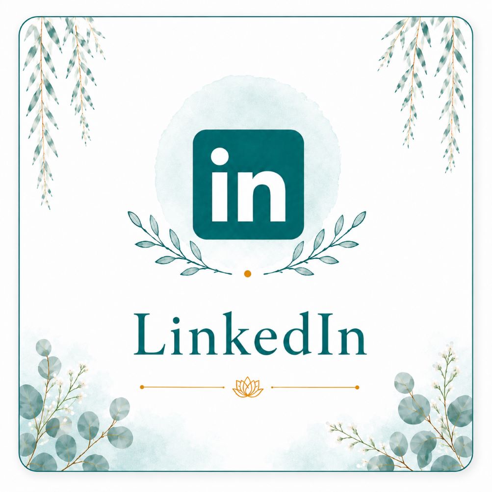 Twillow Lifestyle Community LinkedIn icon image with soft teal botanical accents and peaceful social media design